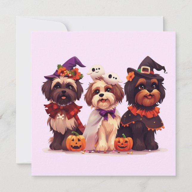 Halloween Shih Tzu Dogs Einladung (Vorderseite)