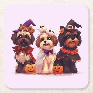 Halloween Shih Tzu Dogs Rechteckiger Pappuntersetzer