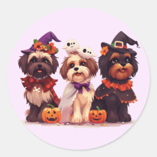 Halloween Shih Tzu Dogs Runder Aufkleber