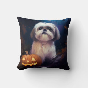 Halloween Shih Tzu mit Pumpkins Beängstigend Kissen