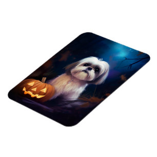 Halloween Shih Tzu mit Pumpkins Beängstigend Magnet