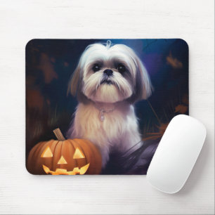 Halloween Shih Tzu mit Pumpkins Beängstigend Mousepad
