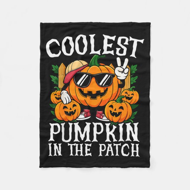 Halloween Shirt Boys Girls Kids Coolest Pumpkin In Fleecedecke (Vorderseite)