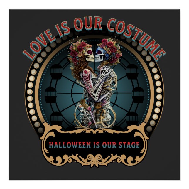 Halloween-Shirt | Dancing Skeleton T-Shirt | Kaffe Poster (Vorderseite)