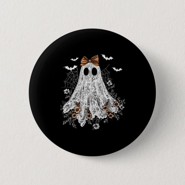 Halloween-Shirt Floral-Geist Halloween-Kostüm Mädc Button (Vorderseite)