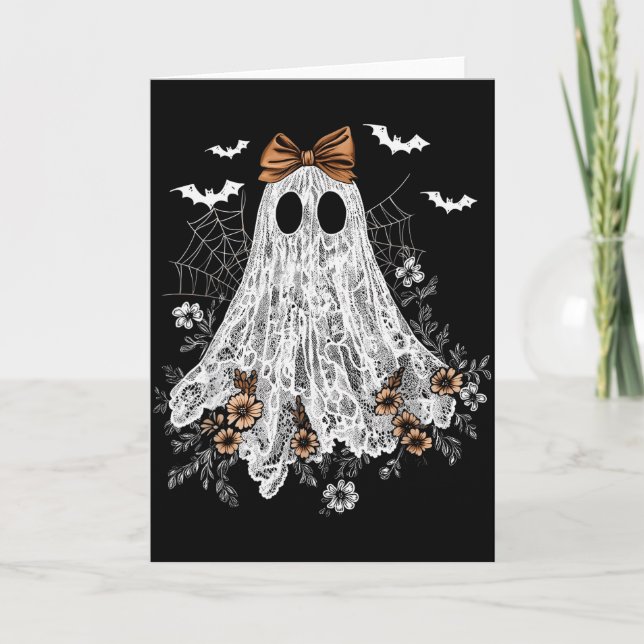 Halloween Shirt Floral Ghost Halloween Costume Gir Karte (Vorderseite)