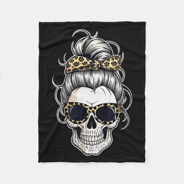 Halloween Shirt For Women Skull , Leopard  Fleecedecke (Vorderseite)