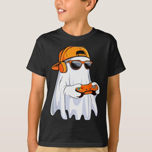 Halloween Shirt Ghost Gamer Video Gaming Boys Men  (Vorderseite)