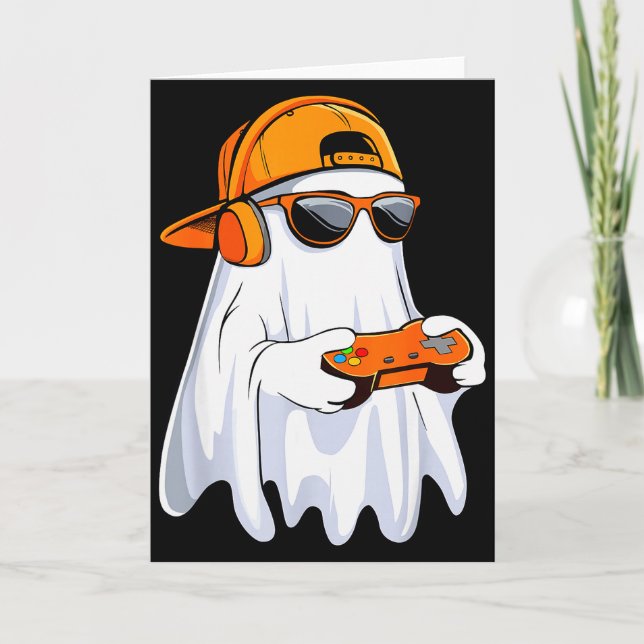 Halloween Shirt Ghost Gamer Video Gaming Boys Men  Karte (Vorderseite)