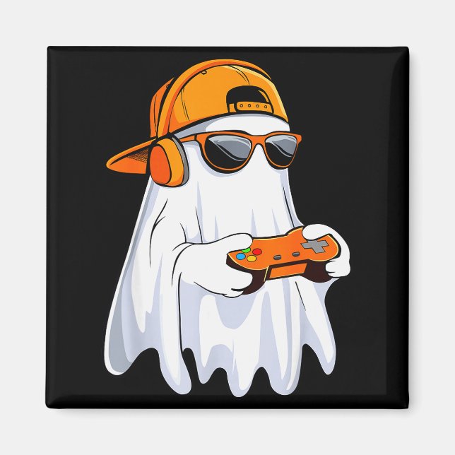 Halloween Shirt Ghost Gamer Video Gaming Boys Men  Magnet (Vorne)