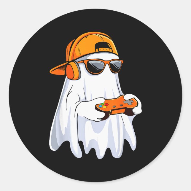 Halloween Shirt Ghost Gamer Video Gaming Boys Men  Runder Aufkleber (Vorderseite)