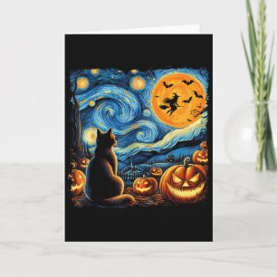 Halloween-Shirt Männer Frauen Schwarze Katze Kürbi Karte