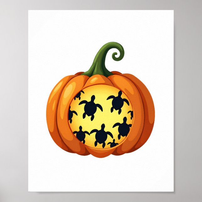 Halloween Shirt Pumpkin Turtle Sea Halloween Costu Poster (Vorne)