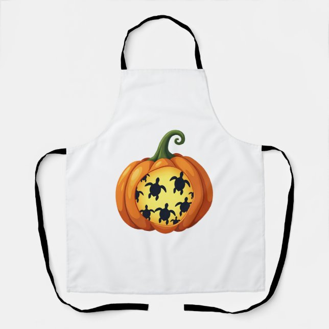 Halloween Shirt Pumpkin Turtle Sea Halloween Costu Schürze (Vorderseite)