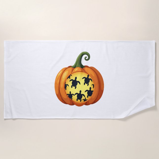 Halloween Shirt Pumpkin Turtle Sea Halloween Costu Strandtuch (Vorderseite)