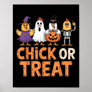 Halloween-Shirt von Küken oder Leckereien für Gefl Poster