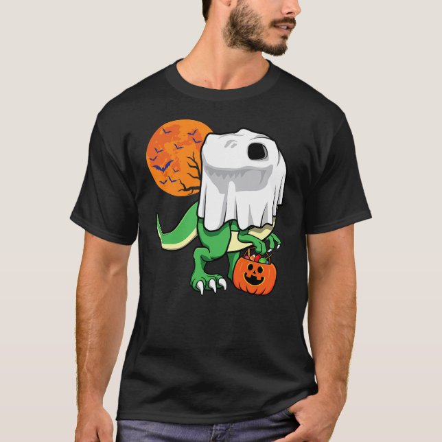 Halloween Shirts for Boys Men Dinosaur T Rex Ghost (Vorderseite)