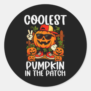 Halloween-Shirts Jungen Und Kinder Coolster Kürbis Runder Aufkleber