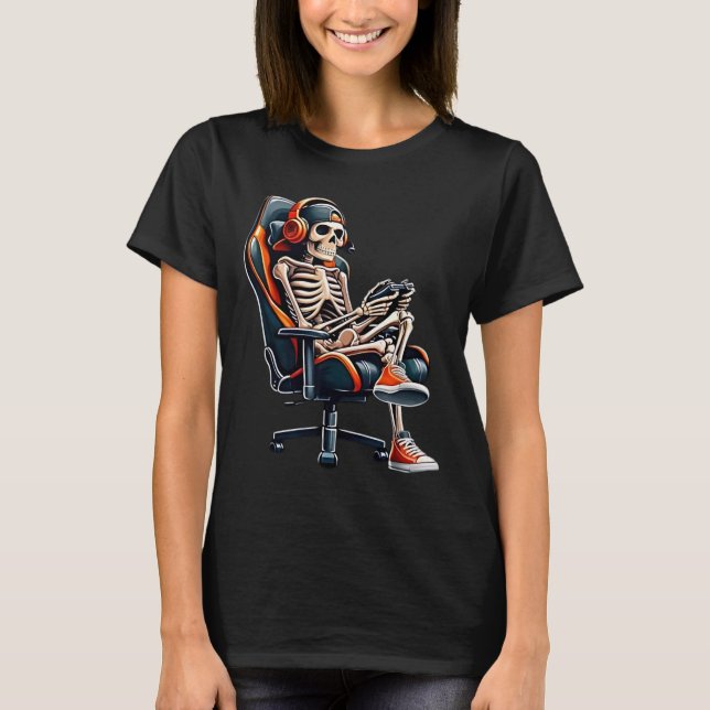 Halloween Shirts Skeleton Gamer-Videospiel (Vorderseite)