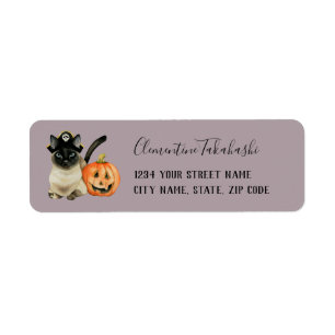 Halloween siamesischer Kitty mit Jack O Laterne