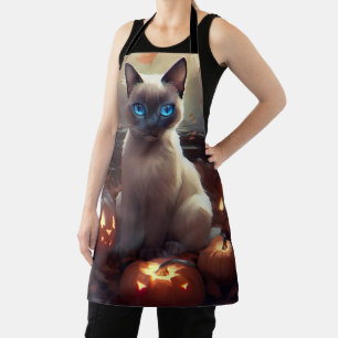 Halloween Siamkatze mit Pumpkins Beängstigend Schürze