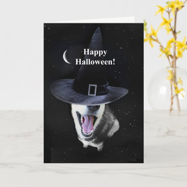 Halloween Siberian Husky Witchy Fun Karte (Gelbe Blume)
