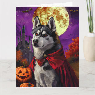 Halloween Sibirien Husky Vampire Pumpkins Beängsti Karte
