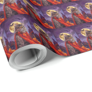 Halloween Sibirische Katze Vampir Kürbisse Gruseli Geschenkpapier