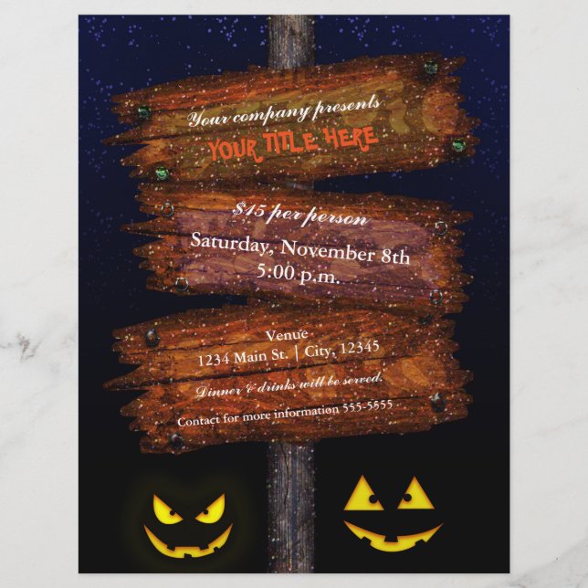 Halloween Sign Beängstigend Pumpkins Kostüm Party  Flyer (Vorne)