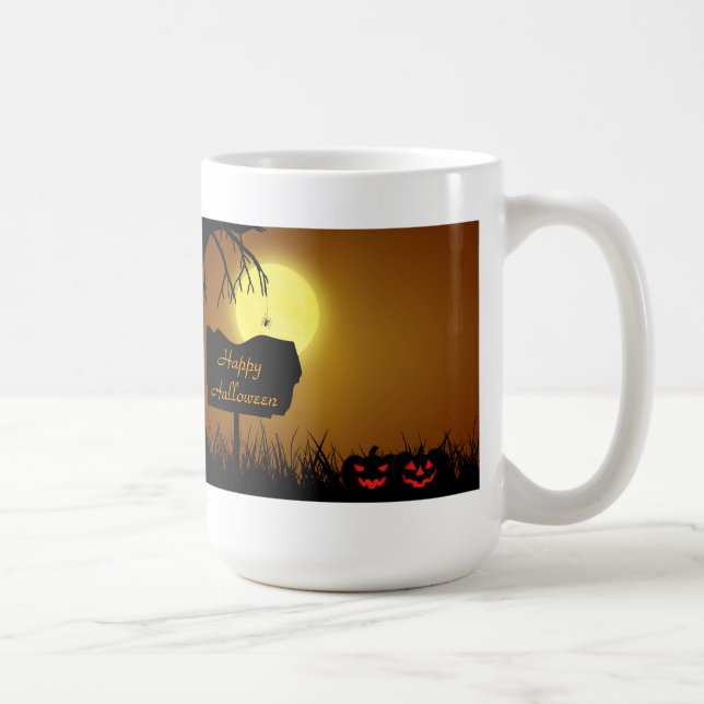Halloween Sign with Pumpkins - Tasse (Rechts)
