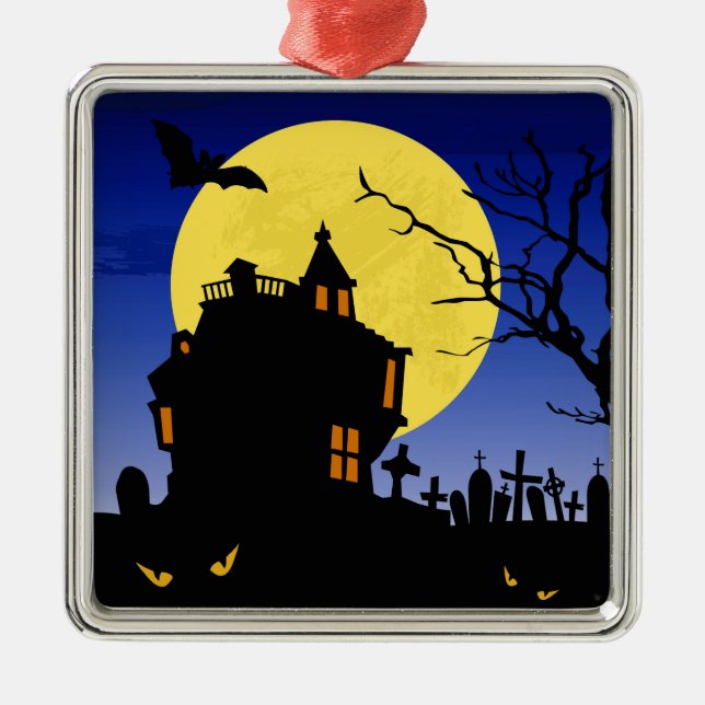 Halloween Silbernes Ornament (Vorne)