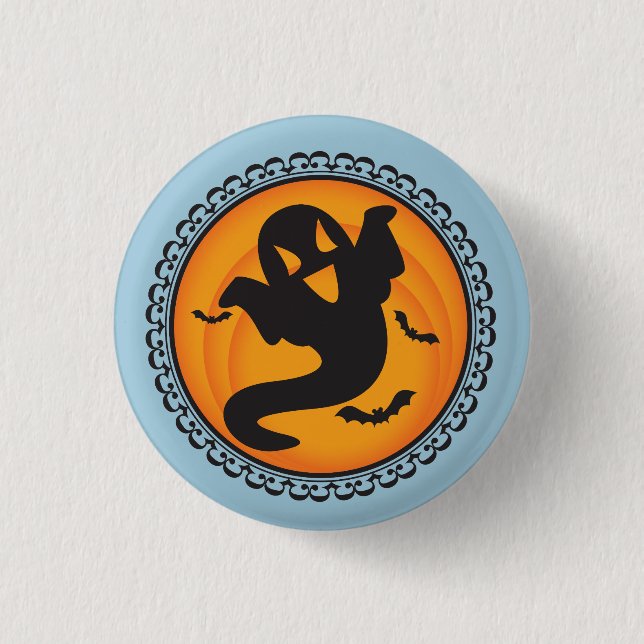 Halloween-Silhouette-Geist-Abzeichen Button (Vorderseite)