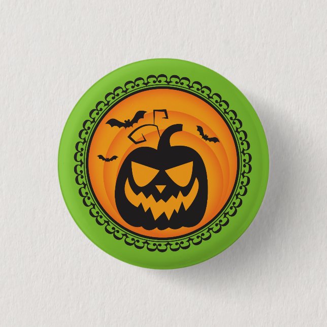 Halloween-Silhouette-Kürbis-Abzeichen Button (Vorderseite)