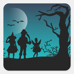 Halloween Silhouette Quadratischer Aufkleber