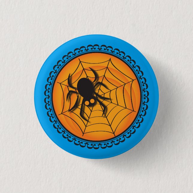 Halloween-Silhouette-Spinne und Netz-Abzeichen Button (Vorderseite)
