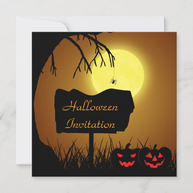 Halloween Silhouette Zeichen - Party Einladung (Vorderseite)
