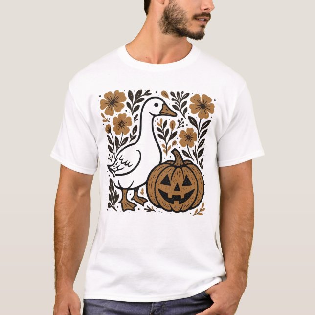 Halloween Silly Goose Floral Boho T-Shirt (Vorderseite)