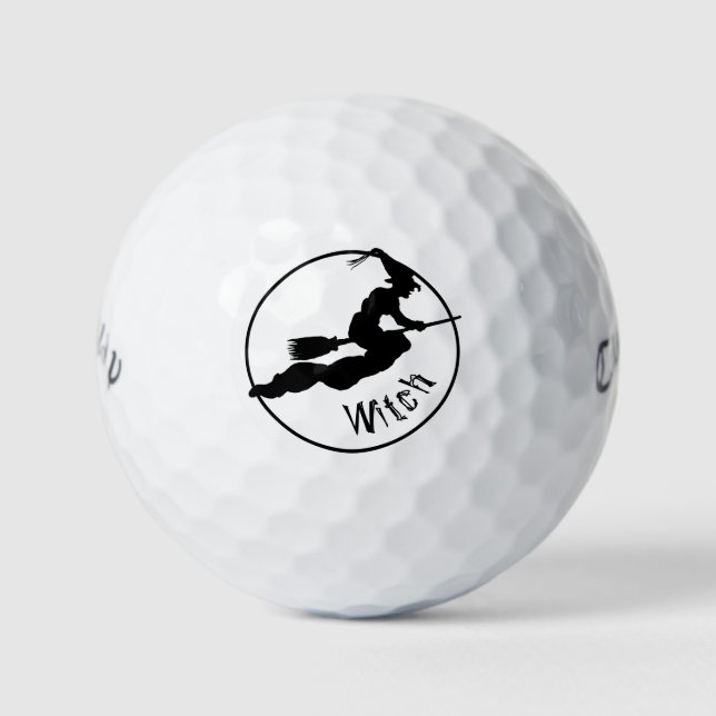Halloween Simple Flying Hexe Silhouette Black Golfball (Vorderseite)
