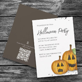 Halloween Simple Niedlich Pumpkin QR-Code-Symbol Einladung