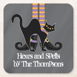 Halloween Simple Whimsical Hexenschuhe Schwarze Ka Rechteckiger Pappuntersetzer