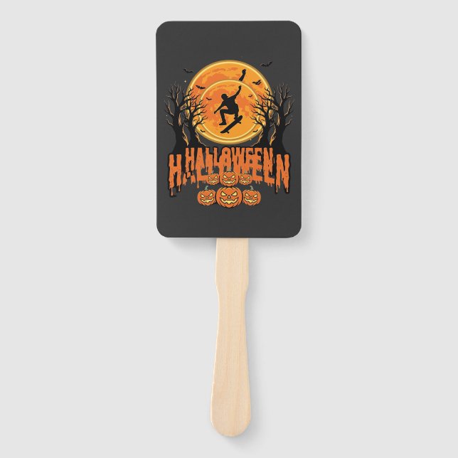 Halloween Skateboard Mond Design Halloween Fächer (Vorderseite)