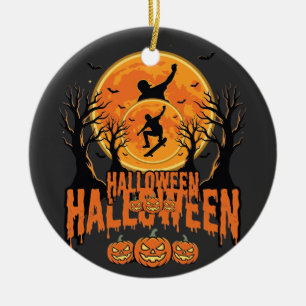 Halloween Skateboard Mond Design Halloween Keramik Ornament