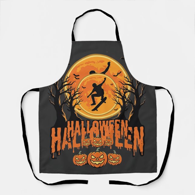 Halloween Skateboard Mond Design Halloween Schürze (Vorderseite)