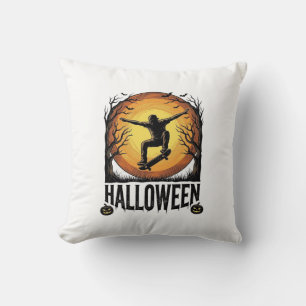 Halloween Skateboard Mond Vintage Vektor Design_1 Kissen