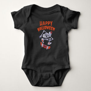 Halloween Skateboard Skelett Baby Strampler