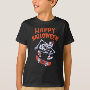Halloween Skateboard Skelett T-Shirt