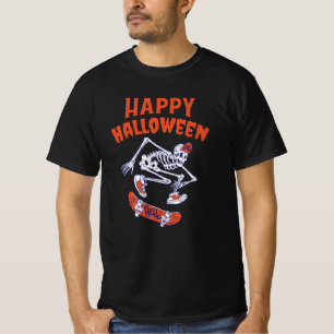 Halloween Skateboard Skelett T-Shirt