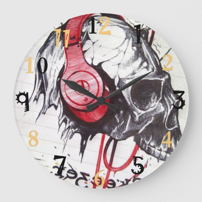 Halloween Skeezer HABEN EINEN schönen Tag Große Wanduhr (Vorderseite)