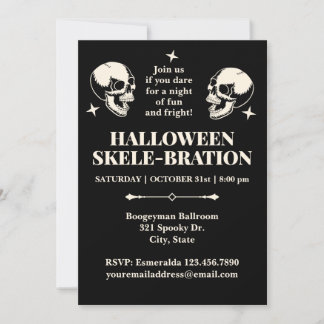 Halloween-Skele-Bräti-Fest-Einladung mit lachenden Einladung