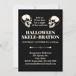 Halloween-Skelebration Lachende Schädel Einladung